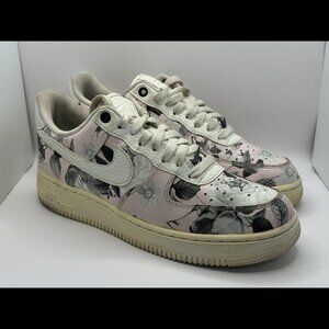 Nike Air Force 1 Low Floral Pink Grey Sneakers Women's‎ Size 8.5 AO1017-102